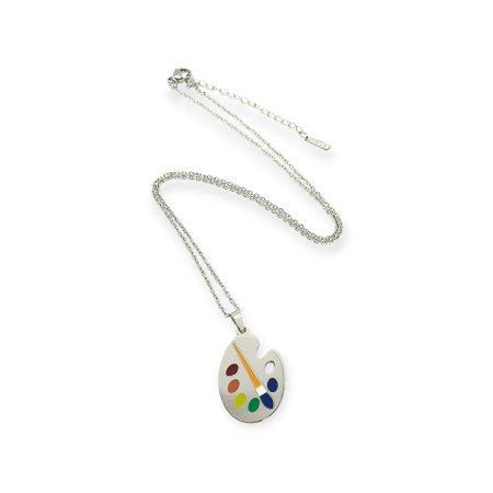 necklace steel silver with pallet